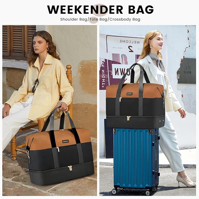 LOVEVOOK Weekender Bag for Women, Large Duffle Bag for Travel with 2 Packing Cubes, Carry on Overnight Bag with Shoe Compartment, Mom Hospital Bags for Labor and Delivery - Image 3