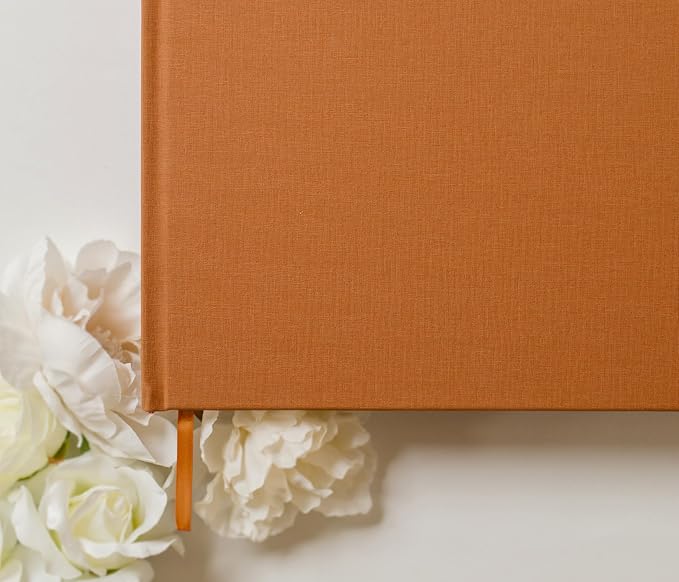 Personalized Guestbook in Terracotta - Premium Custom Modern Guest Book for Wedding Reception, Birthday Party or Events w/Bookmark Blank Pages for Signing 11.5 x 8.5 inches - Image 4