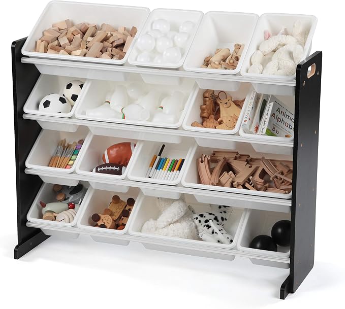 Humble Crew Supersized Toy Storage Organizer with 16 Removable Bins, Black/White – Large Toy Storage for Toddlers Ideal for Kids' Rooms, Playrooms, and Nurseries - Modern Toy Bins for Kids - Image 2