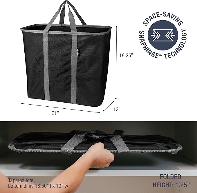 Collapsible Laundry Caddy - Midnight Black/Shadow Gray (2PK) | Move 2 Full Loads Without Spills | Reinforced Rim and Base Stay Upright, While Soft Handles Ease Trips to the Washer - Image 2