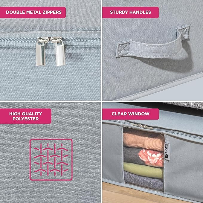 Cedar Clothes Storage Bag Organizer, Protects From Moths, Set of 2, Grey | Protects from Moths, Moisture, Dirt & Dust, Underbed Storage Bags for Clothes, Cashmere Sweaters, Bedding & More - Image 3