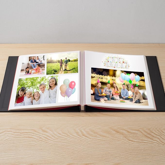 Black Photo Album Self Adhesive Scrapbook Album for 4×6 Photos/Pictures DIY Linen Cover Album 15 Sheets/30 Blank Pages for Family Wedding, Birthday, Christmas, Anniversary - Image 2
