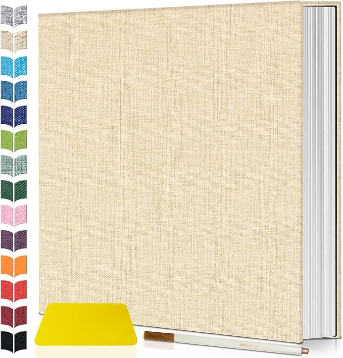Artfeel Photo Album Self Adhesive Scrapbook,120 Pages Large Photo Book for 4x6,5x7,8x10 Pictures,DIY Album for Baby Wedding Family Travel Birthday,with Metallic Pen and Scraper by Artfeel