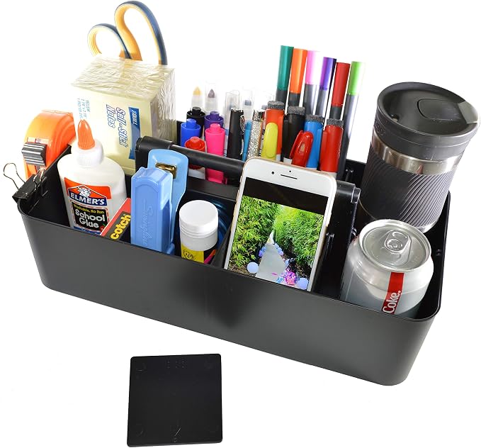 -Large Portable Caddy, DIY Dividers, 8 Compartments, School Office Supplies Home Business Organizer,Portable Basket with Handle Storage Organizer Modern Made in USA (10 PACK, Black) - Image 4