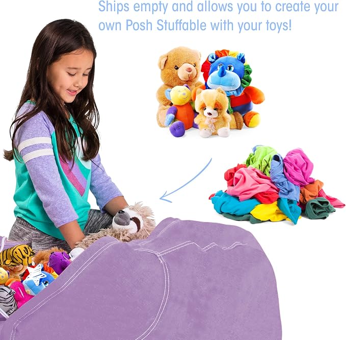 Posh Stuffable Kids Stuffed Animal Storage Bean Bag Chair Cover - Childrens Toy Organizer, X-Large 48" - Heather Lavender - Image 3
