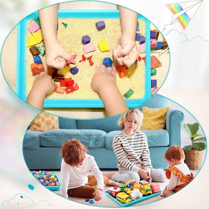 Maitys 15 Pack Plastic Art Trays 12 x 16 Inch Activity Crafts Trays Sensory Tray DIY Projects, Painting, Beads, Jewelry Office Home Organizer Arts and Crafts Supplies(Mint Green) - Image 5