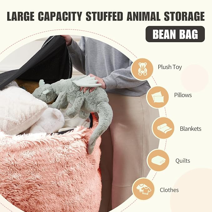 Giant Bean Bag Chair Cover(No Filler), Bean Bag Couch Cover Without Filler Included, Beanbag Chairs for Adults Teens Kids, Anti-Slip, 6FT, Orange - Image 3
