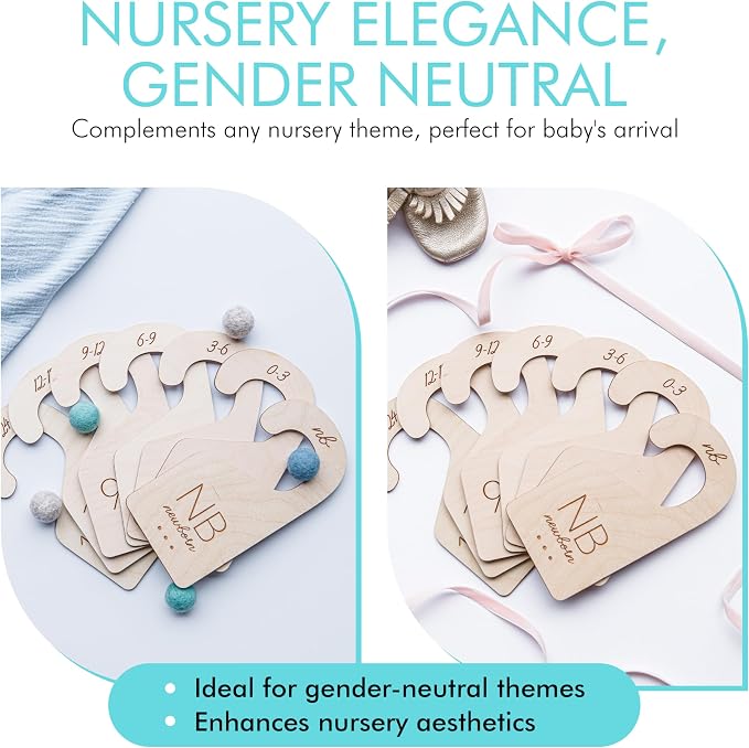 White Loft Baby Closet Dividers in Natural Birch Wood - Wooden Nursery Closet Organizer with Etched Labels for Newborn to 24 Months - 7 Piece Gift Set - Image 6