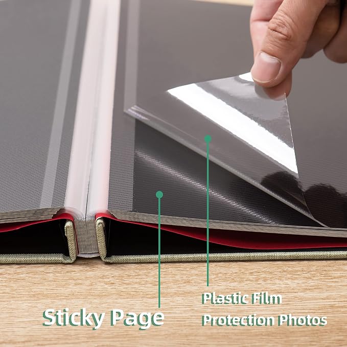 Large Photo Album Self Adhesive 4x6 8x10 10x12 13"x12.6" Scrapbook Album 12.6"x11" Inch 60 Black Sticky Pages Linen Cover Magnetic Photo Album with A Metallic Pen and DIY Stickers - Image 5