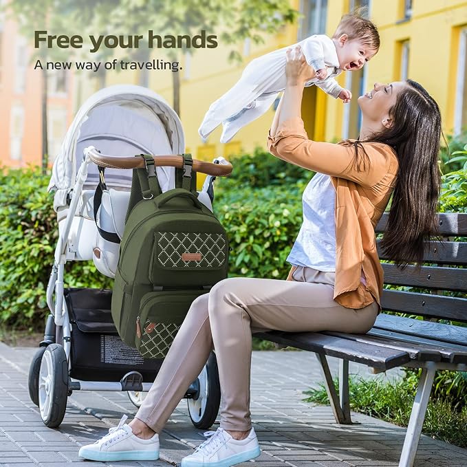 Large Diaper Bag,29L-45L Expandable Diaper Bag Backpack for 2 Kids/Twins Baby Stuff, with Removable Cross Body Bottle Bag for Mom/Dad,Stylish Baby Bag Gift for Boys/Girl-Army Green - Image 7