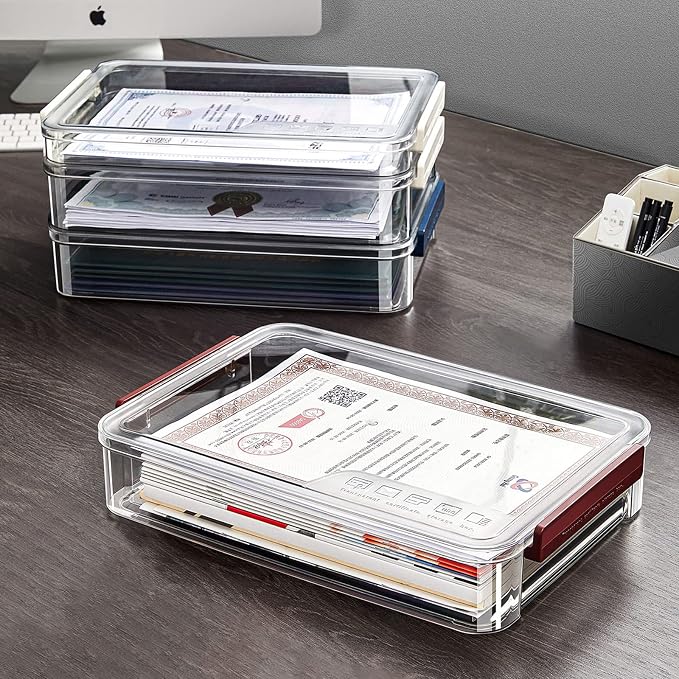 A4 Scrapbook Paper Storage, Photo Storage Box, Plastic File Box (2Pack, Blue) - Image 4