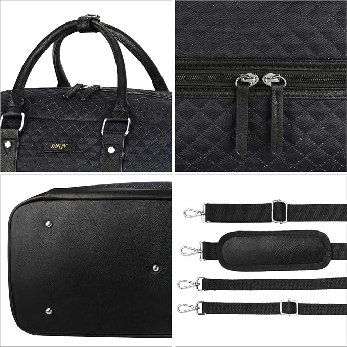 Weekender Bag for Women, Large Overnight Bag Canvas Travel Duffel Bag Carry On Tote with Shoe Compartment 21" 3Pcs Set - Image 8