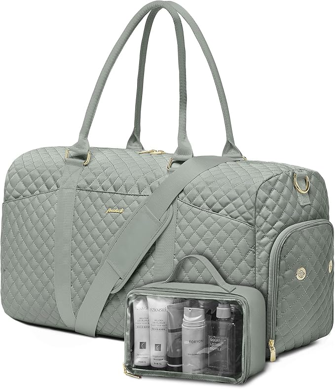 Women Weekender Travel Duffle Bag: Travel Duffel Overnight Bags with Shoe Compartment Large Carry on Tote with Toiletry Bag Weekend Traveling Yoga Gym Hospital Bag for Women with Wet Pocket Green by FOCDOD