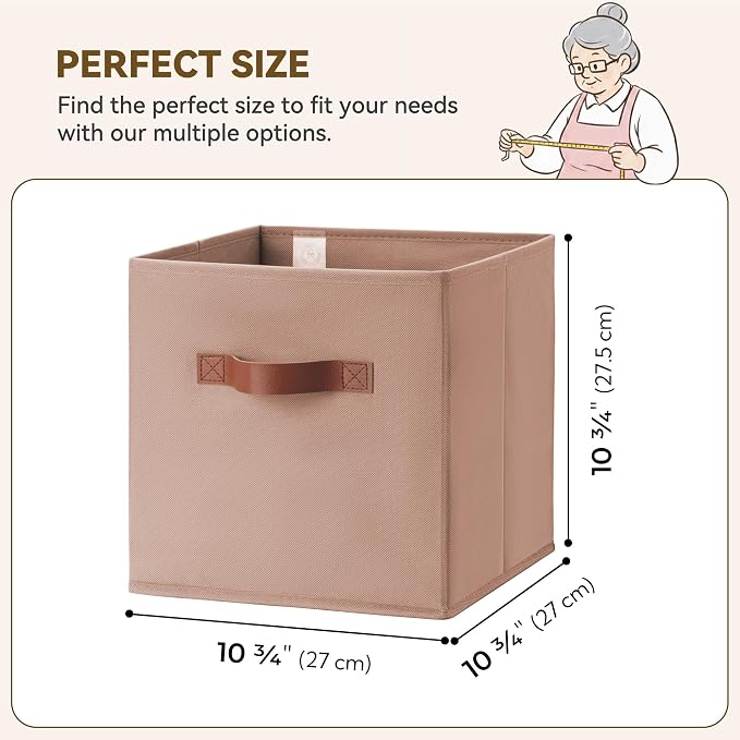 GRANNY SAYS Cube Storage Bins, 11 Inch Cube Organizer, Dusty Pink, 6-Pack | Collapsible Storage Boxes with Thickened Base Plate, Sturdy Handles, Decorative Baskets for Shelves, Closet - Image 3