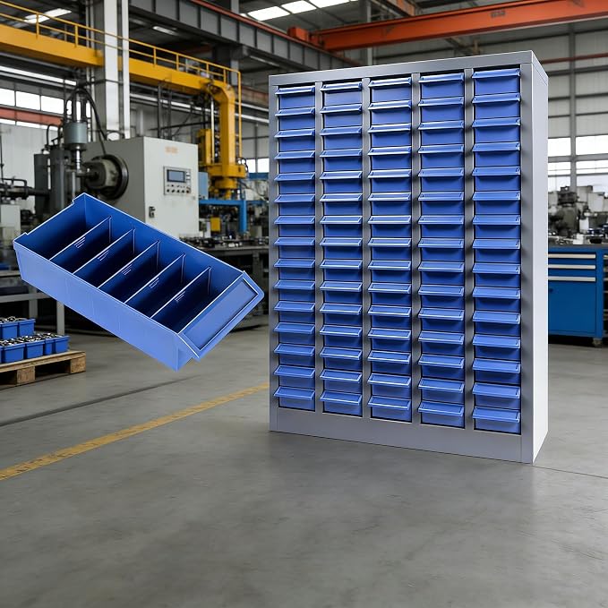75-Drawer Parts Cabinet, Bolt Organizer with ABS Drawers & Dividers, Garage | Nut and Bolt Organizer for Workshop, 5 Dividers, 200 Label Stickers, Home and Office, Anti-slip stop, Flexible Classification by Unknown
