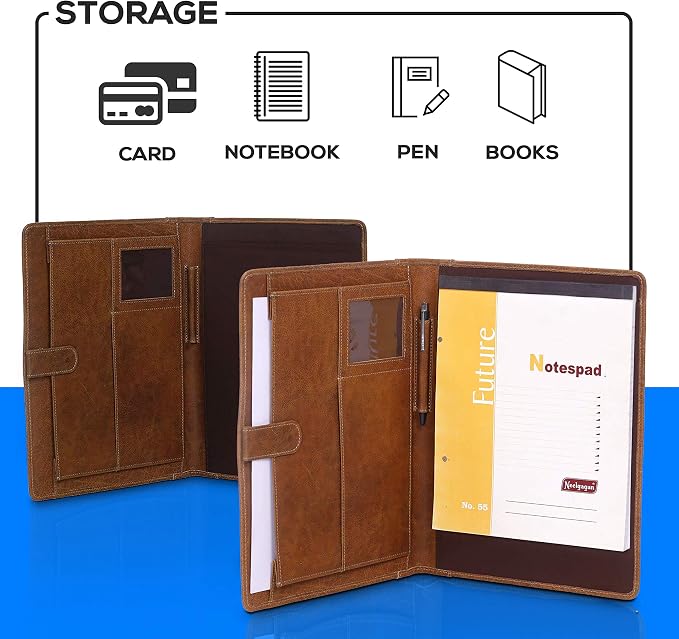 Leather Business Portfolio Business Personal Organiser Folder Full Grain Leather padfolio by KomalC - Image 4