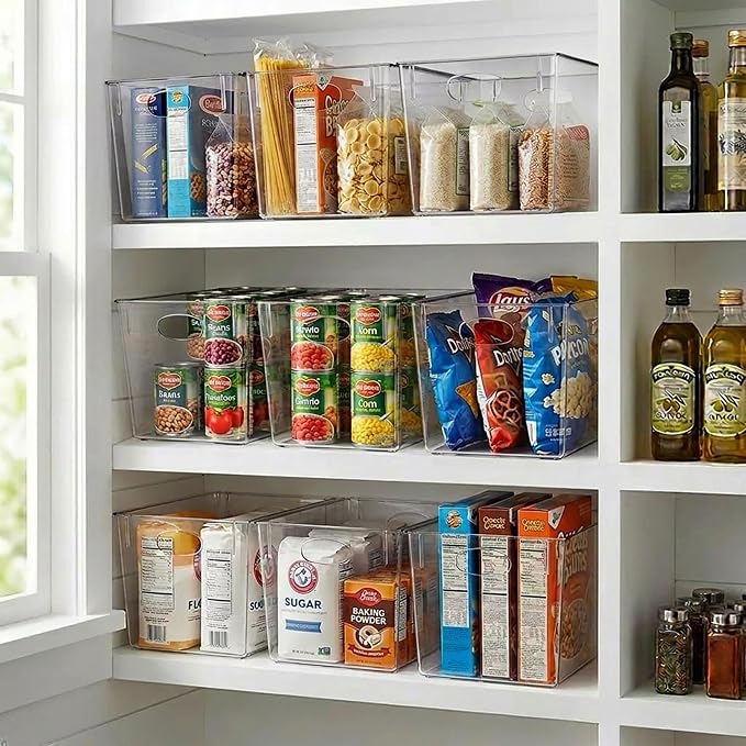 Sorbus Clear Storage Bins 2 Pack Extra Large – BPA-Free Clear Bins for Organizing Pantry, Toys & Laundry | Clear Storage Containers with Handles, 13.75x9.75x8.75 - Image 2