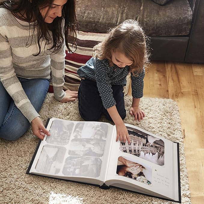 Pssoss Large Linen DIY Scrapbook Album with Writing Space,100 Pages, Gray | Fits 3x5, 4x6, 5x7, 6x8, and 8x10 photos for baby, wedding, family, children, anniversary, and memory keeping. - Image 4