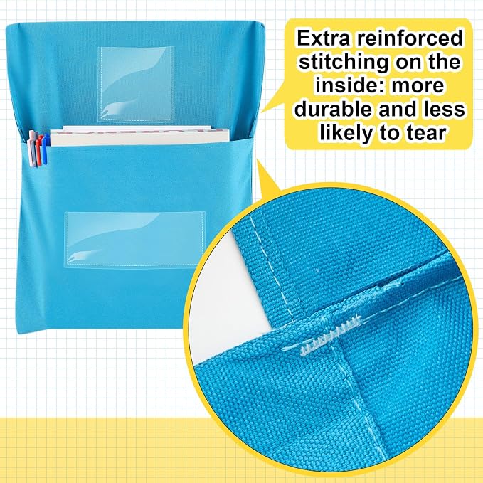 Yeyeplum 24 Pcs Chair Pockets for Classroom Chairback Pocket Chart 14 x 18 Inch Desk Organizer Pocket Chair Bag for Seat Kindergarten School Classroom(Bright,Novel) - Image 3