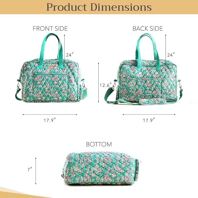 Maison d' Hermine Weekender Bags for Women Cotton Quilted Duffel Overnight Luggage Weekend Bag for Men Gym Gifts Travel | Overnight Luggage Weekend Bag for Men Gym Sports Gifts Duffle bag Business Travellers Trip Spring Summer - Image 6