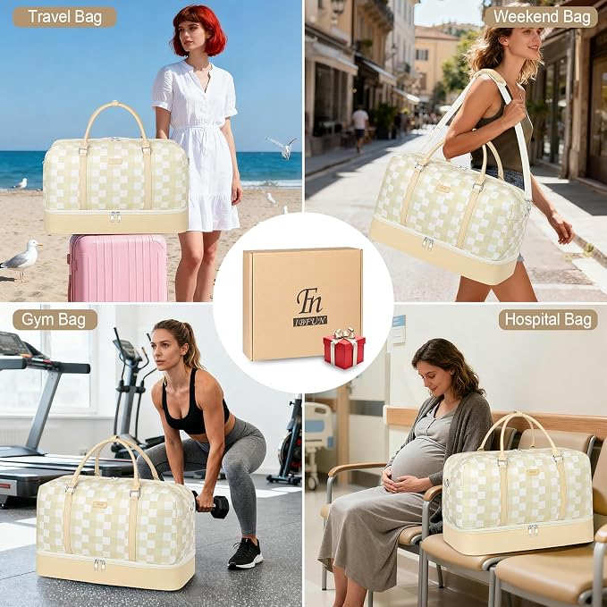 Weekender Bags for Women, 21" Travel Duffle Bag with Shoe Compartment | 3PCS Carry On Overnight Large Duffel Bag with Crossbody Bag and Toiletry Bag for Weekend Travel Gym Hospital Business Trip - Image 4