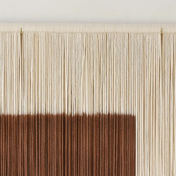 Macrame Wall Hanging Large Dip Dyed Brown Boho Fiber Art Decor 57"W*35"L | Boho Wall Hanging, Large Wall Decor, Woven Fiber Art, Brown Dip Dyed Design, Handmade Textile Artwork,for Bedroom Living Room - Image 6