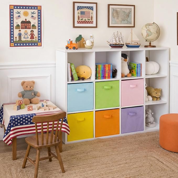 Cupic Cupid 6-Pack 13x13 Storage Cubes, Cube Organizer Bins, Pastel Colors | Foldable, Reinforced Front Handle, Holds Toys, Socks, Clothes, Fits Closet, Shelves, Playroom, Nursery, Cubby - Image 5
