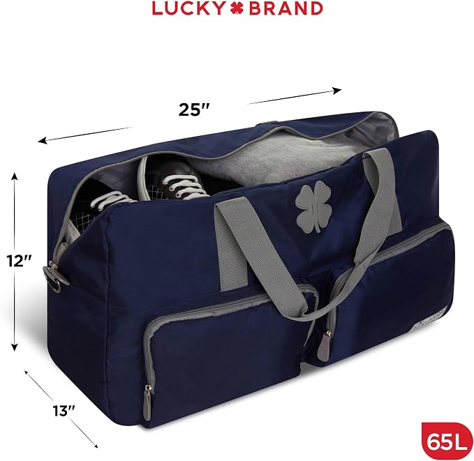 Lucky Brand Large Duffle Bag for Travel, Foldable Weekender Duffel bag | Travel Overnight Duffel bag, Adjustable Shoulder Strap, Front Zip Pockets, Spacious Capacity, Unisex Lightweight Travel Bag - Image 2