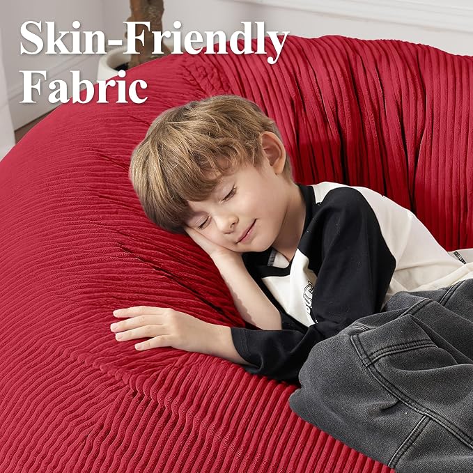 5FT Bean Bag Chair for Adults,Gaint Teardrop Beanbag with Filler | Beanbag Chair with Memory Foam Filled,Bean Bags with Handy Handle&Machine Washable Cover for Living Room,Bedroom-Red - Image 7