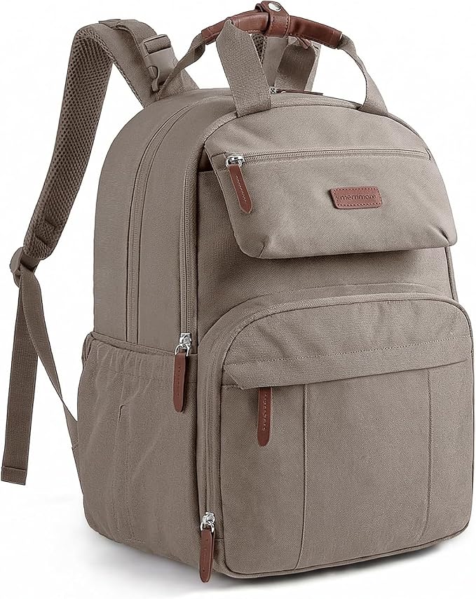 mommore Diaper Bag Backpack Travel Baby Bag with Changing Pad for Mom Dad | Insulated Pockets, Luggage & Stroller Straps, Large Maternity Bag for Newborn Baby Essentials, Hospital & Work, Brown by mommore
