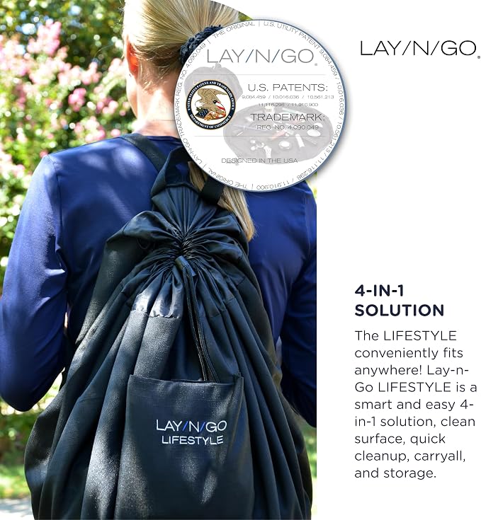 Lay-n-Go Layflat Portable Drawstring Cinch Storage Toy & Mini Figures Organizer & Play Mat, Mesh Pockets, Home & Travel, Kids & Toddlers Playdates, 2 Straps for Backpack, Durable, Machine Washable - Image 8