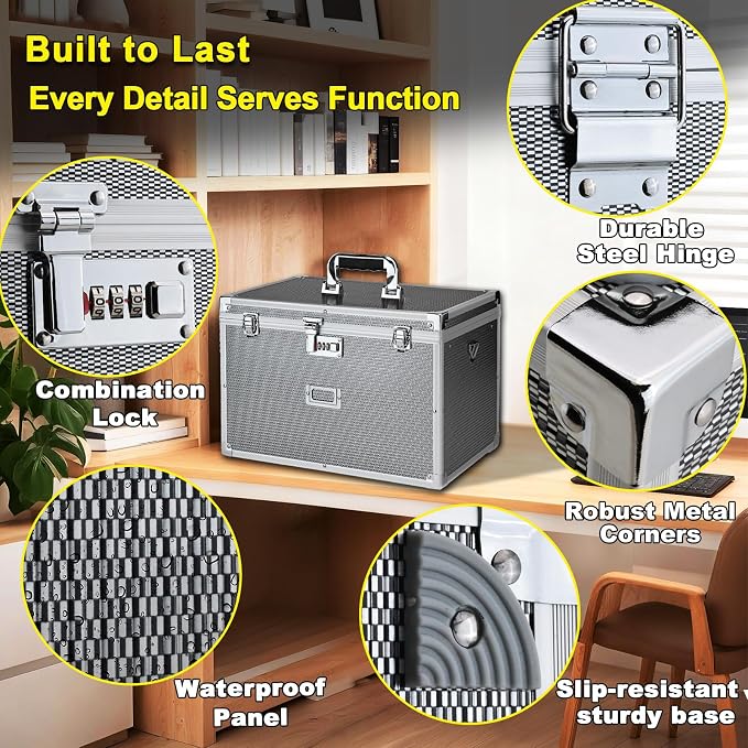 Hanging File Box for Legal, All-in-one set with 20 Folders | Portable Locking Filing Storage Box with Handle & Shoulder strap, Lockable File Cabinet Documents Safe, Lockbox Doc Organizer - Image 3