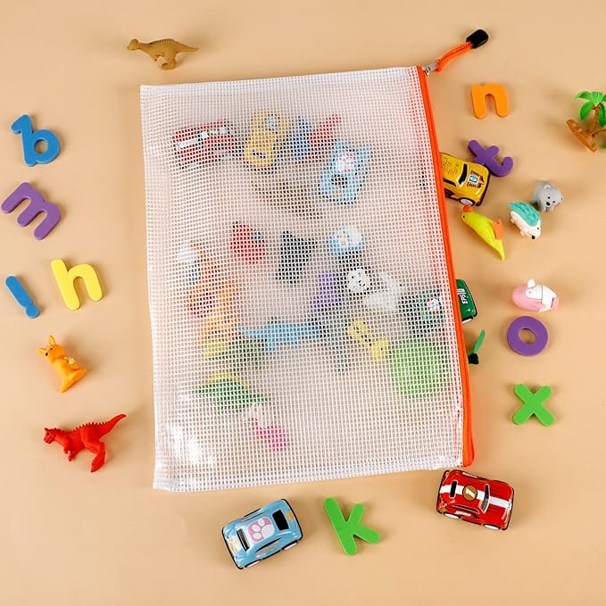 EOOUT 16pcs Mesh Zipper Pouch, Puzzles, Board Game Storage Bags for Organizing, Waterproof Zip File Bags, Letter Size, A4 Size, for School Office Supplies, Storage Bags, 8 Colors - Image 5