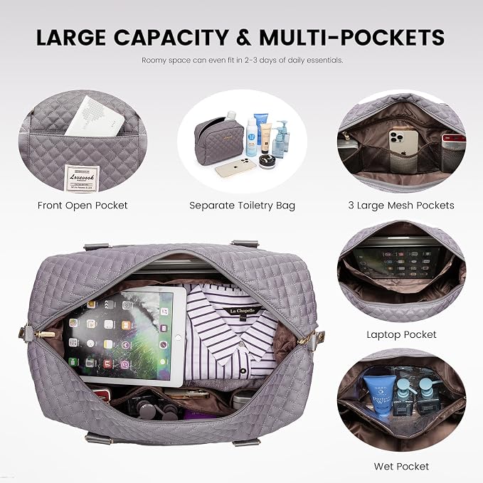 LOVEVOOK Travel Duffle Bag,Weekender Bags for Women with Shoe Compartment，Carry on Overnight Bag with Toiletry Bag,Gym Duffel Bag with Wet Pocket, Hospital Bags for Labor and Delivery - Image 4