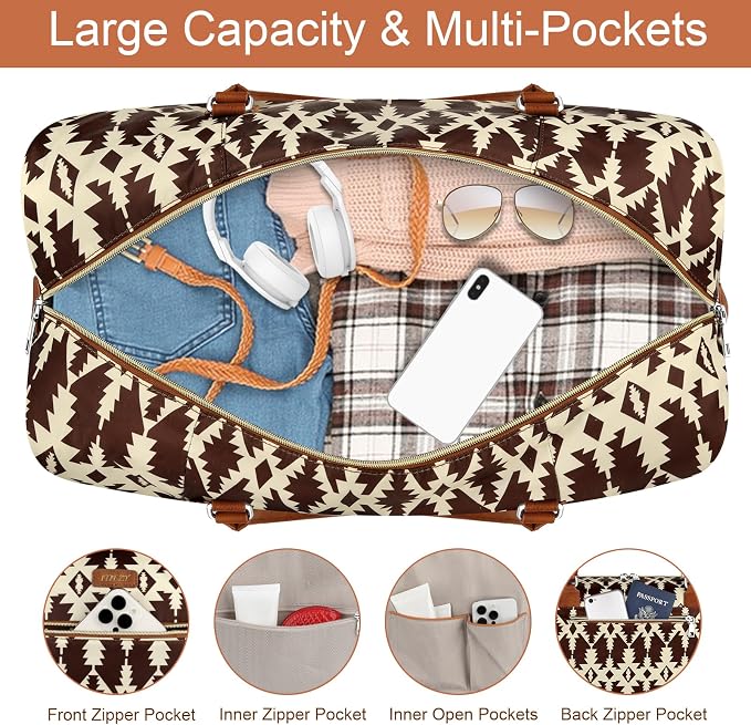 ITIEZY Weekender Bag for Women 21.5" Travel Duffel Large Carry On Bag 3PCS | Nylon Duffel Bag with Waterproof Shoe Compartment, Crossbody Bag and Toiletry Bag, Travel Weekend Hospital Overnight Gym Bag - Image 4