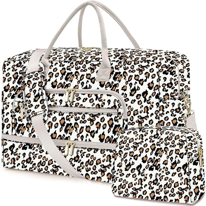 Travel Duffle Bag Weekender for Women - Carry-On Overnight Personal Item Bag with Shoe Compartment & Wet Pocket Large Weekend Tote Bags with Toiletry Hospital Bags for Labor and Delivery by LUOCIP