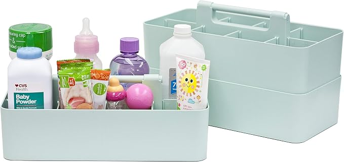-Large Portable Caddy, DIY Dividers, 8 Compartments, School Office Supplies Home Business Organizer,Portable Basket with Handle Storage Organizer Modern Made in USA (10 PACK, Mint) - Image 6