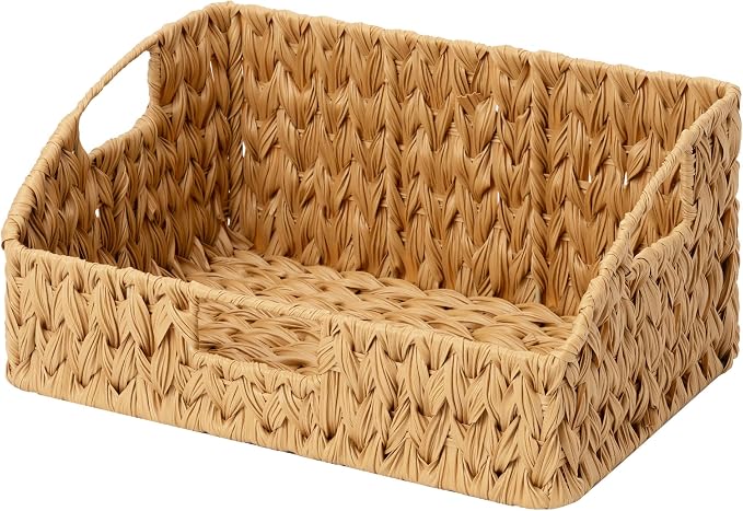 GRANNY SAYS Wicker Storage Basket for Shelves, Large Wicker Basket | Wicker Storage Baskets for Pantry, Open Front Basket for Shelves, Kitchen Storage Baskets, Decorative Basket for Home Decor by GRANNYSAYS