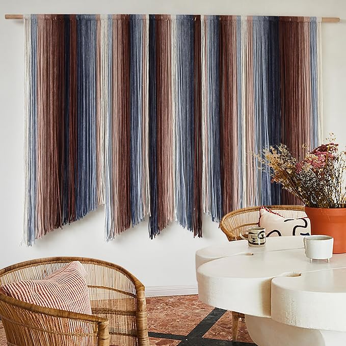 Macrame Wall Hanging Dip Dyed Large Yarn Wall Art Boho Home Decor 57"W*35"L | For Bedroom Living Room Wall Art, Home Styling, Apartment Decor, Wedding Decoration, Event Backdrop - Image 2