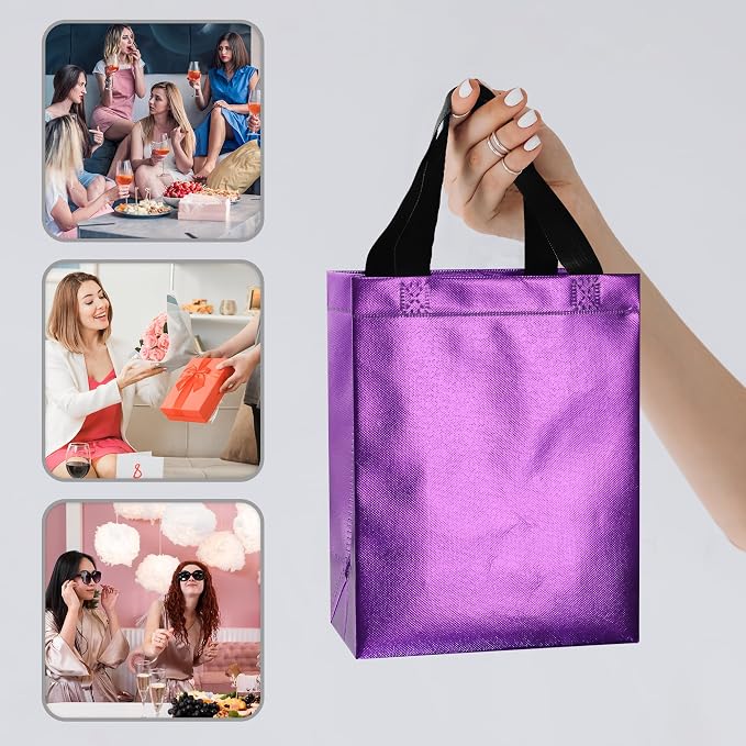 BLEWINDZ 100 Medium Reusable Gift Bags with Handles - Ideal Party Favors & Shopping Bags (10 Colors) - Image 2