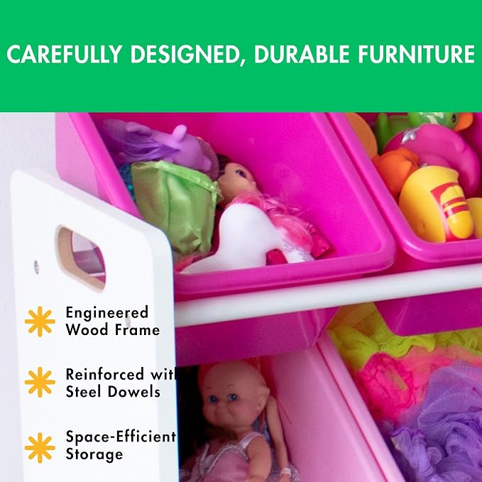 Humble Crew Supersized Toy Storage Organizer with 16 Removable Bins, White/Pink – Large Toy Storage for Toddlers Ideal for Kids' Rooms, Playrooms, and Nurseries - Modern Toy Bins for Kids - Image 6