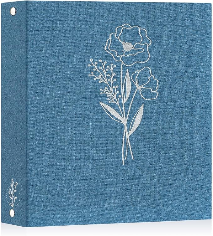 Lanpn 8.5x11 inch Scrapbook Photo Album, Linen Cover Archival Acid Free Top Load 3 Ring Binder Folder Photo Book 8.5 x 11 with 30 Plastic Sleeves 60 Pages (Blue) by Lanpn