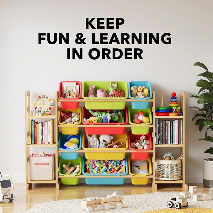 SpaceAid Toy Storage Organizer with 6 Shelves and 12 Bins, Toy Organizers Storage Bookshelf, Kids Bin Shelf Toys Box Bookcase for Bedroom Playroom Organization Room Decor, Multi-Colored - Image 6
