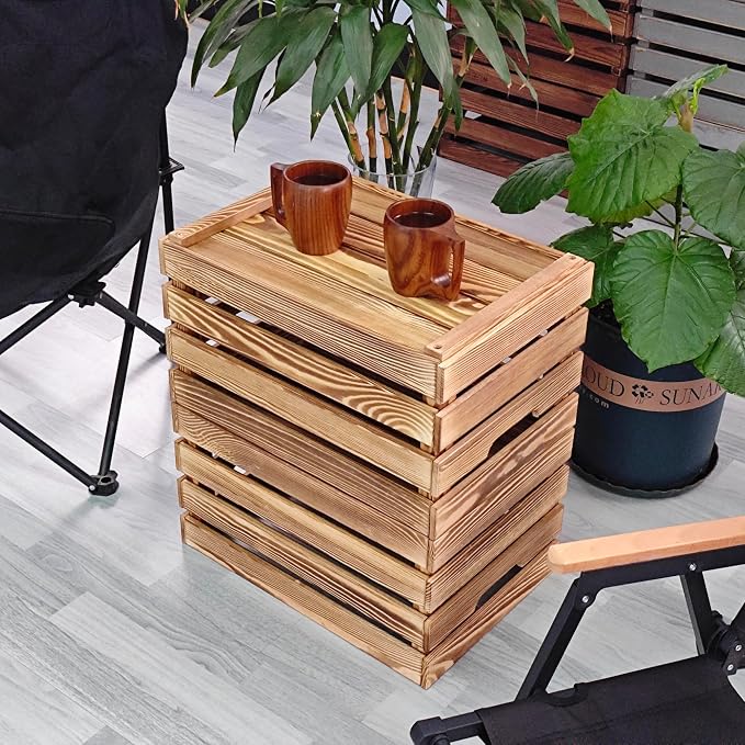 Brown Wooden Crates are Suitable for Storage, Milk Crates, Wine Crates, Festival Decorations, Camping, and Other Multi-Purpose. They are Sturdy and Durable, set of 2 Length of 17.7 inches. - Image 5