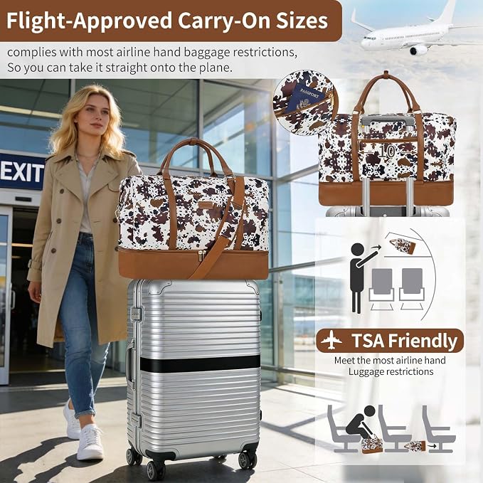 Weekender Bag, Large Travel Duffel Bag for Women, Carry on Overnight Bag with Shoe Compartment and Toiletry Bags - Image 5