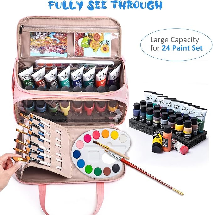 SFYBYHEART Acrylic Paint Storage, Craft Organizer, Art Supply Organizer, Art Tote Bags, Paints Brush Holder for Apple Barrel Acrylic Painting, Palette Board - Image 3