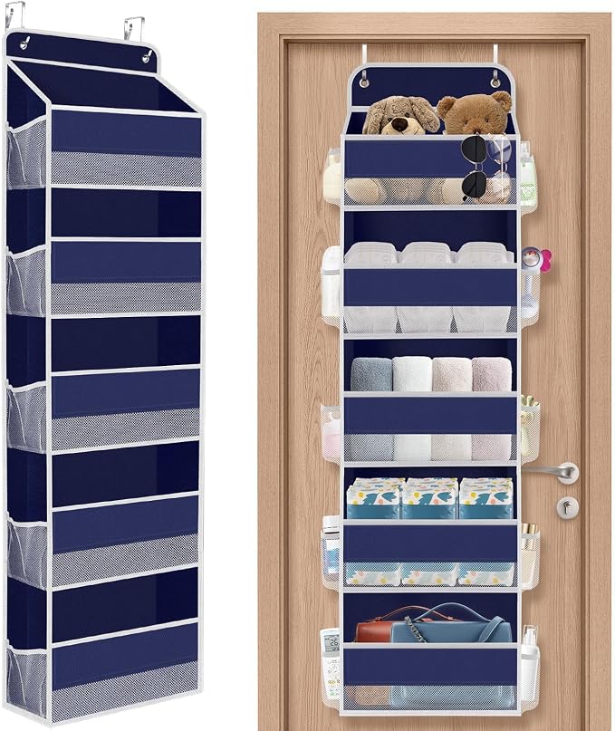 1Pack Over The Door Organizer Large Capacity Hanging Storage Room Organizer | 40 lb Capacity, Ultra-Sturdy, Foldable, Mesh Design with Clear Window, Space-Saving Organizer for Pantry, Nursery & Closet by SpaceHacks