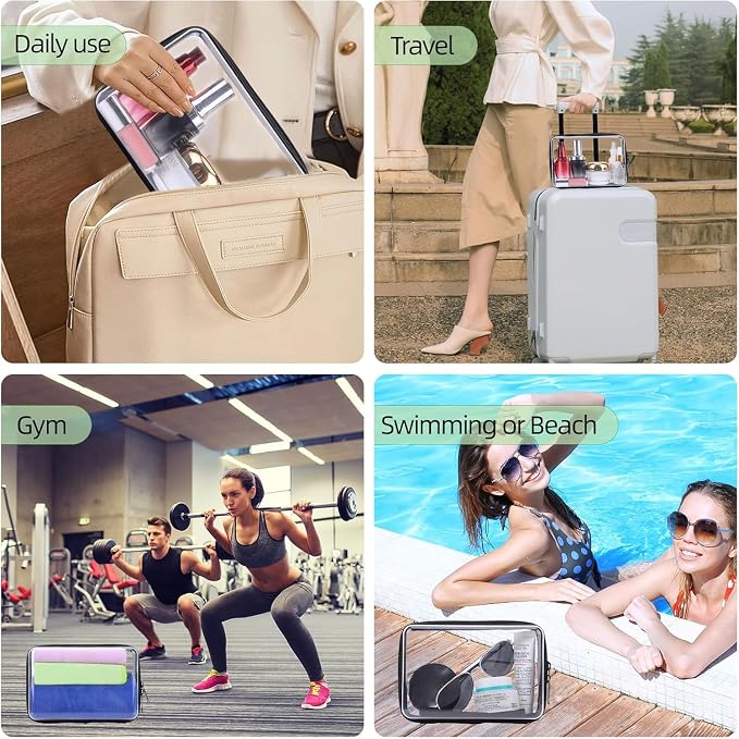 6PCS Clear Hard Shell Zipper Case 13.8 * 11.8 * 2 IN (Black) | Transparent shell for easy item access. Works as cosmetic bag, toy pouch, diaper organizer and pencil case. - Image 6