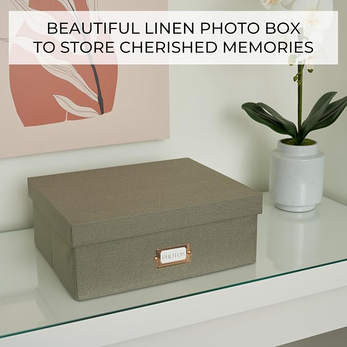 Decorative Photo Storage Box - Sturdy Linen Organizer Holds 1700 Photos | Organizer with Dividers Stores Up to 1700 4x6 Pictures - Portable Scrapbook Storage Containers with Lid - Image 7