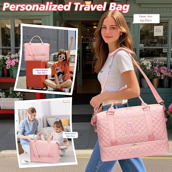 19 Year Old Girl Birthday Gifts Travel Bags with Makeup(Pink,G) | Gifts for 14 Year Old Girl-Overnight Bags with Toiletry Bag-Gym Bag with Shoe Compartment - Image 4
